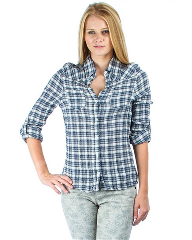 PLAID COLLAR BUTTON UP LONG SLEEVE 16.99 Free Shipping! Plaid Collar Button up long sleeve top!  This is just a great top for Fall!    Roll them up or Leave them Down, this adorable Navy Plaid Top Looks Great with Jeans